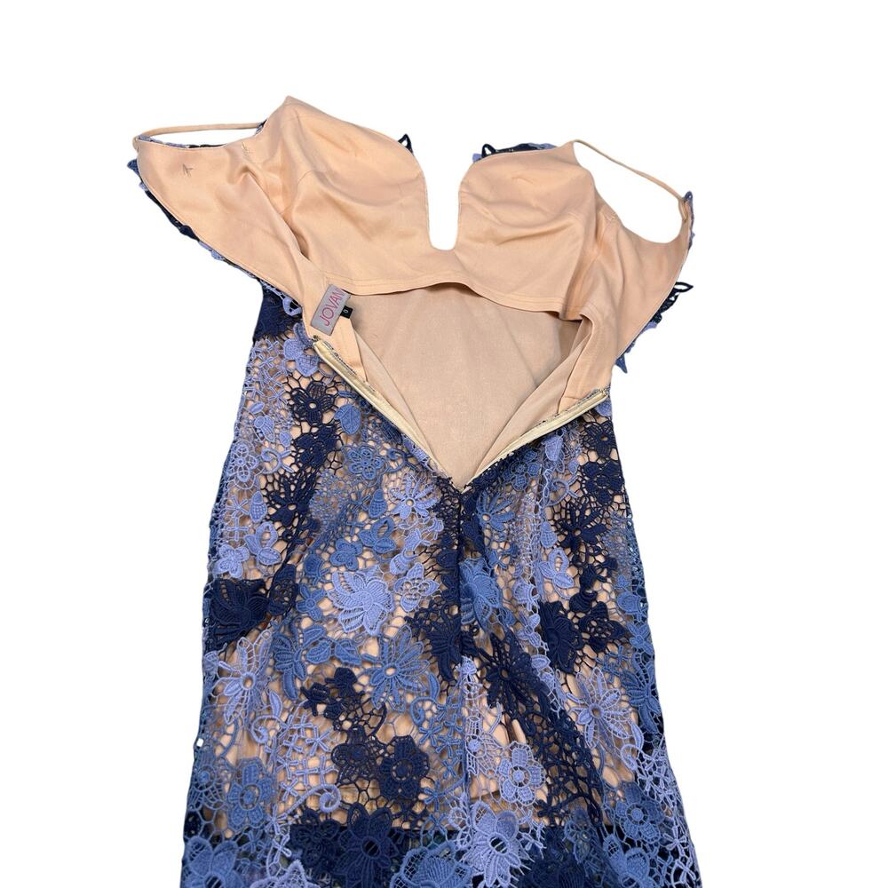 Jovani Blue Crochet Floral Dress - Size 0 - Picture 13 of 16